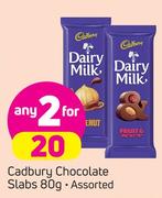 Cadbury Chocolate Slabs Assorted-2X80g