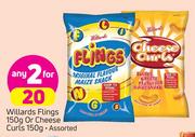 Willards Flings 150g Or Cheese Curls 150g Assorted-For Any 2