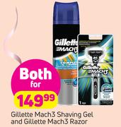 Gillette Mach 3 Shaving Gel And Gillete Mach 3 Razor-For Both
