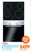 Bosch Combo Ceramic Hob & 60cm Brushed Steel Oven (PKE611D17E) (HBN301E2Z)