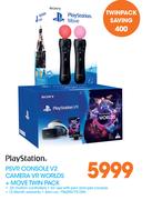 Playstation PSVR Console V2 Camera VR Worlds+Move Twin Pack
