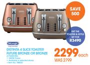 Delonghi Distinta 4 Slice Toaster Future Bronze Or Bronze CT14003 BZ-Each