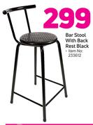 Bar Stool With Back Rest Black