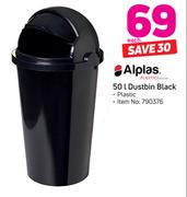 Alplas 50Ltr Dustbin Black Plastic