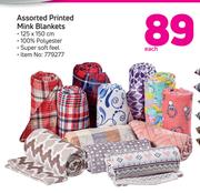 Assorted Printed Mink Blankets-Each