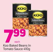 Koo Baked Beans In Tomato Sauce-410g Each