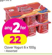 Clover Yoghurt Assorted-2 x 6 x 100g