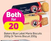 Bakers Blue Label Marie Biscuits-200g Or Tennis Biscuit-200g Both For