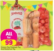 Onions-7Kg, Potatoes-7Kg & Butternut-7Kg-All For
