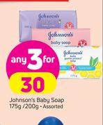 Johnsons Baby Soap Assorted-3 x 175g/200g