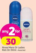 Nivea Mens Or Ladies Roll On Assorted-2 x 50ml