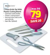 Mainstays 7 Piece Knife Set With Plastic Cutting Board