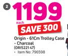 Paklite Origin 61cm Trolley Case Charcoal ORI5221 47-Each