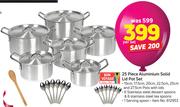 Bon Voyage 25 Piece Aluminium Solid Lid Pot Set-Per Set