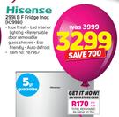 Hisense 299Ltr B F Fridge Inox H299BI