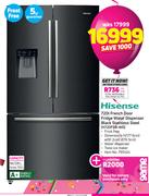 Hisense 720Ltr French Door Fridge Water Dispenser Black Stainless Steel H720FSB-WD