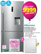 Hisense 610Ltr Bottom Freezer Fridge Water Dispenser Inox H610BI-WD Plus 12L Chest Freezer