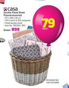 Casa Double Fitted Sheet Flannel-Each