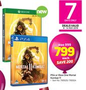 PS4 Or Xbox One Mortal Kombat 11-Each