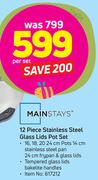 Mainstays 12 Piece Stainnless Steel Glass Lids Pot Set-Per Set