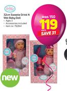 My Sweet Love 32cm Sweetie Drink N Wet Baby Doll-Each