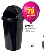 Alplas 50Ltr Dustbin Black Plastic