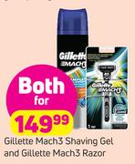 Gillette Mach 3 Shaving Gel & Gillette Mach 3 Razor-Both For