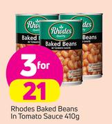 Rhodes Baked Beans In Tomato Sauce-3 x 410g