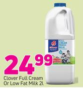 Clover Full Cream Or Low Fat Milk-2Ltr