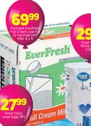 Parmalat EverFresh Full Cream, Low Fat Or Fat Free UHT Milk-6 x 1Ltr