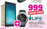 Life Digital K3500 7" Tablet Plus Smart Watch Zed Watch C