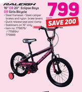 Raleigh 16" Or 20" Eclipse Boys Or Girls Bicycle-Each