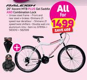 Raleigh 26" Ascent MTB Plus Gel Saddle And Combination Lock-For All