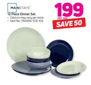 Mainstays  12 Piece Dinner Set-Per Set