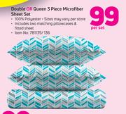 Double Or Queen 3 Piece Microfiber Sheet Set-Per Set