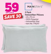 Mainstays 2 Pack Hollowfiber Pillows-Per Pack