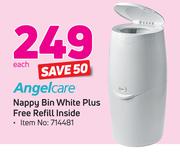 Angelcare Nappy Bin White Plus Free Refill Inside-Each