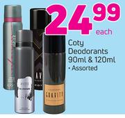 Coty Deodorants 90ml & 120ml-Each