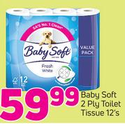 Baby Soft 2 Ply Toilet Tissue-12's