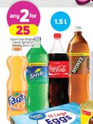 Coca Cola Original, Fanta, Sprite Or Stoney Zero-2 x 1.5Ltr