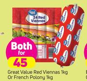 Great value Red Viennas 1kg Or French Polony 1Kg-For Both