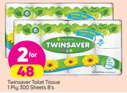 Twinsaver Toilet Tissue 1 Ply 300 Sheets-2 x 8's