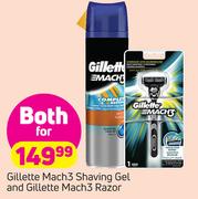 Gillette Mach 3 Shaving Gel & Gillette Mach 3 Razor-Both For
