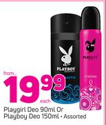 Playgirl Deo-90ml Or Playboy Deo Assorted 150ml-Each