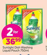 Sunlight Dishwashing Liquid Pouch-2 x 750ml