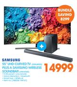 Samsung 55" UHD Curved TV 55NU8500  Plus A Samsung Wireless Soundbar HW-M360