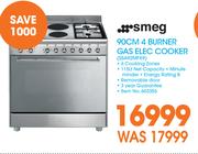 Smeg 90cm 4 Burner Gas Electric Cooker SSA92MFX9