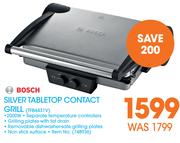 Bosch 2000w Silver Tabletop Contact Grill(TFB4431V)