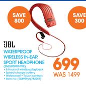 JBL Waterproof Wireless In Ear Sport Headphone ENDURSPRINTRE