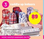 Mainstays Assorted Printed Mink Blankets-Each